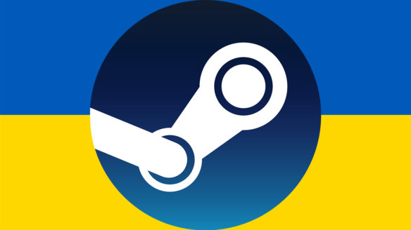 Logo Steam na tle flagi Ukrainy