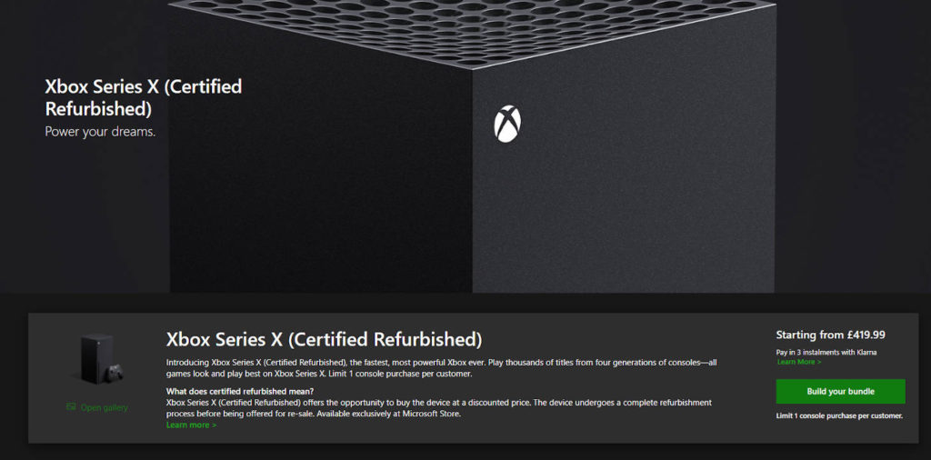 Xbox Series X - poserwisowy Wielka Brytania - Microsoft Store