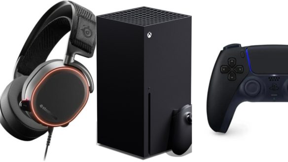 Xbox Series X, słuchawki steelseries, dualsense