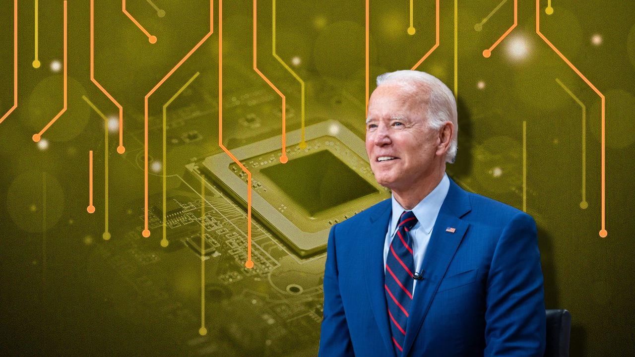 Joe Biden na tle procesora