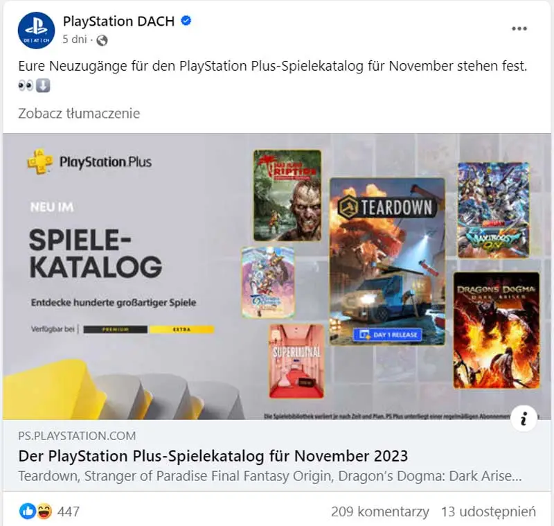 PS Plus zapowiedź gier z niemieckiego oddziału PlayStation.