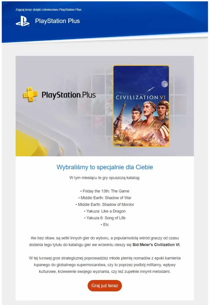PS Plus - PlaySTation podało w mailu część odchodzących gier z usługi.
