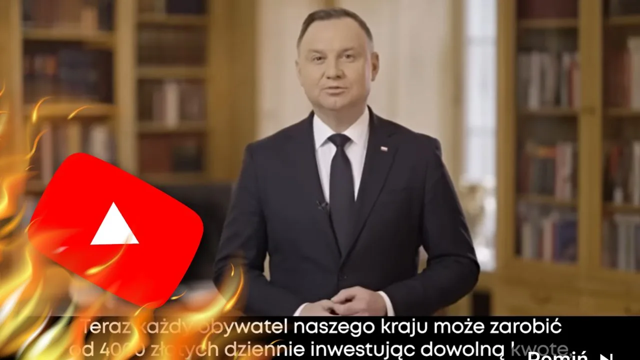 Andrzej Duda oferuje 4 tys. zł codziennie? Dziwne reklamy na YouTube