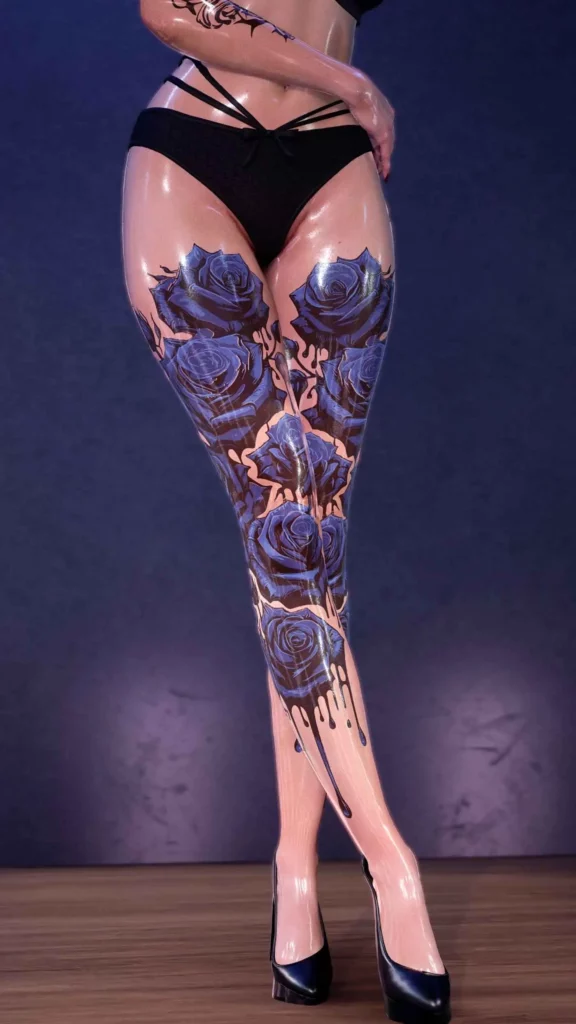 Cyberpunk 2077 i walentynkowe róże, w formie tatuaży.
