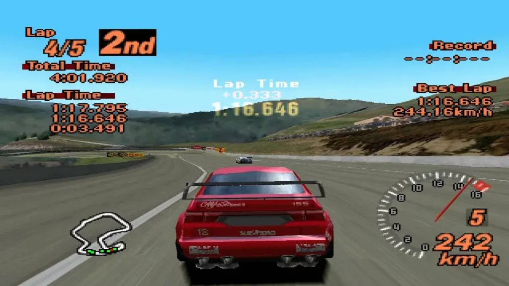 Gran Turismo 2 - screen z gry, czerwone auto