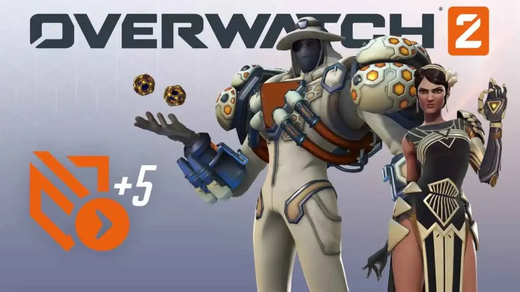 Overwatch 2 - zapowiedź megapakietu dla posiadaczy PS Plus. Na obrazku dwie postacie z gry, wyposażone w nowe skórki.