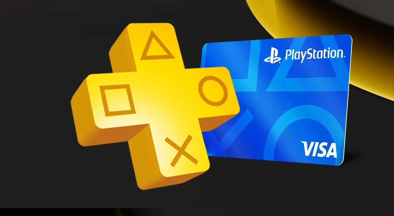 PlayStation Visa Card oraz logo abonamentu PS Plus.