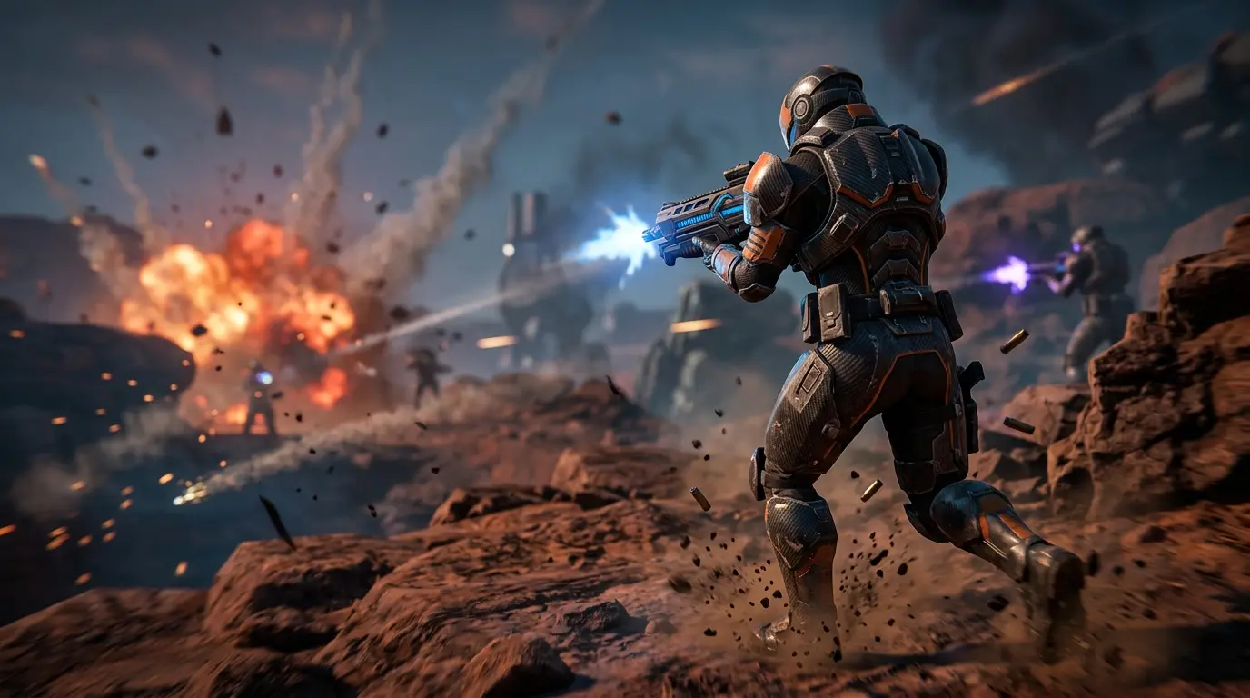 Helldivers 2 soldier in combat showing enhanced graphics performance after technical update patch