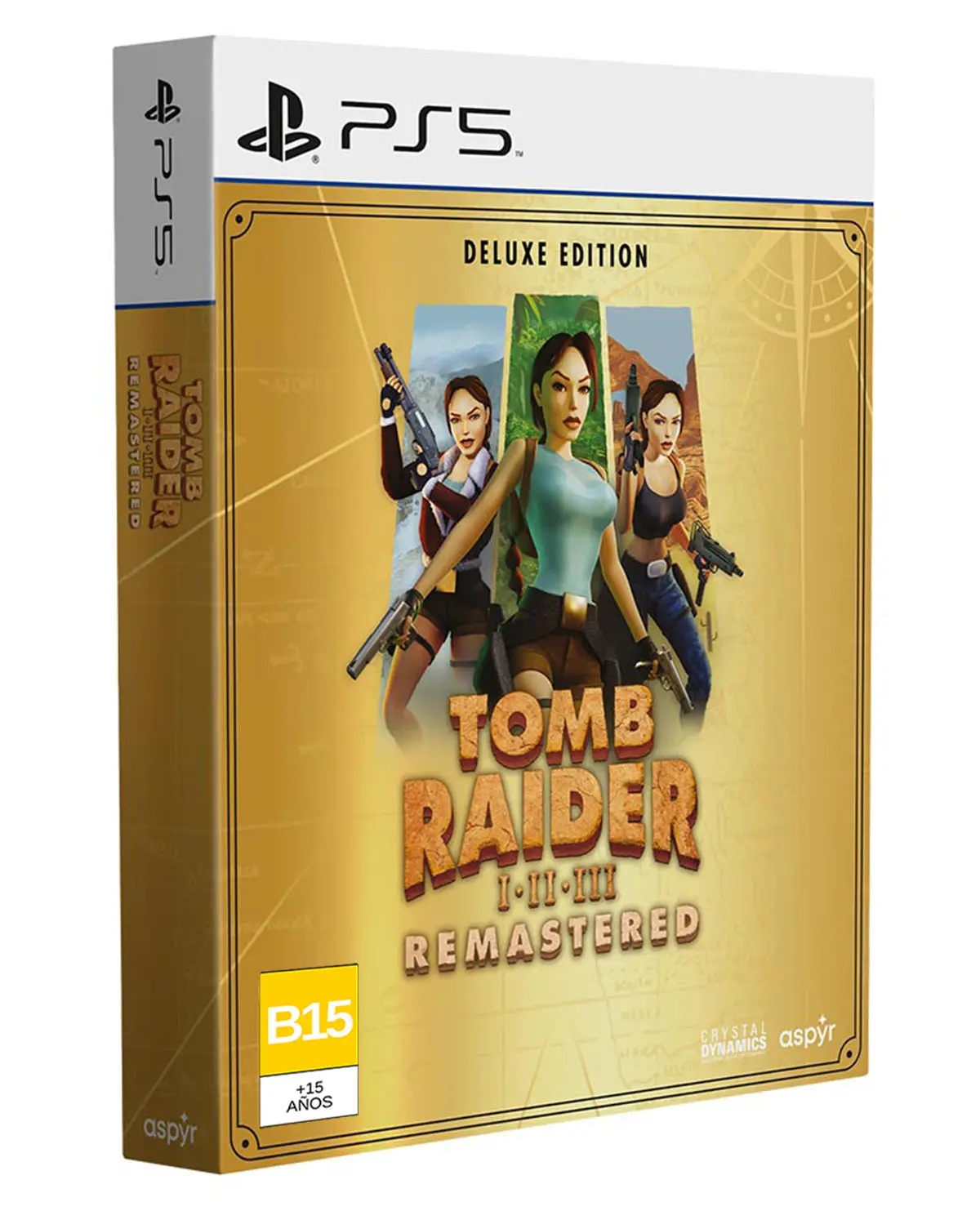 Tomb Raider I-III Remastered PS5 cover art featuring Lara Croft.