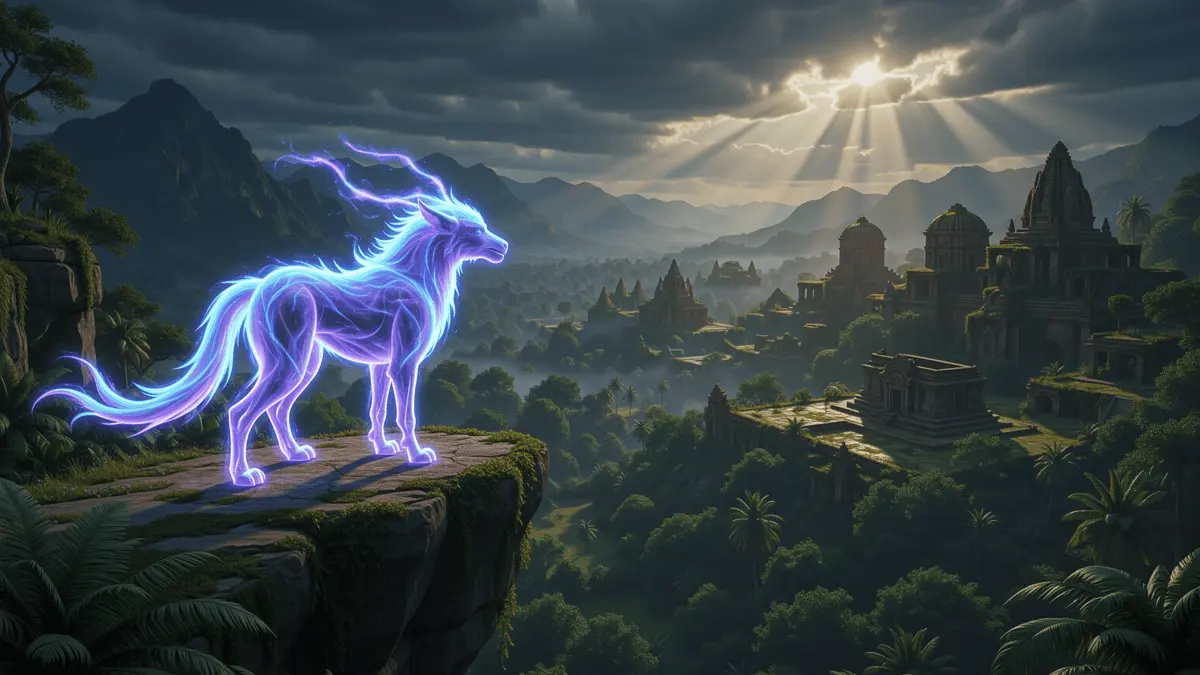 Ancient Orr landscape with mystical spirit mount in Guild Wars 3 fantasy setting