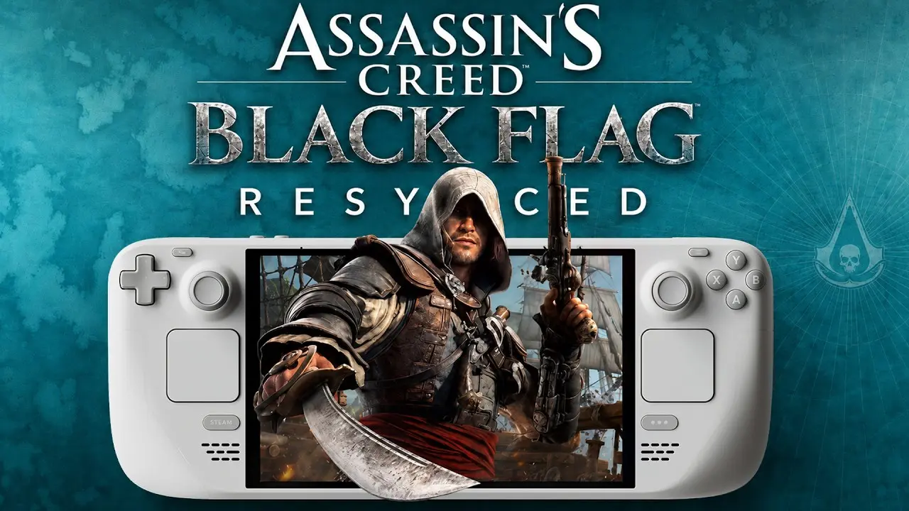 Steam Deck displaying Assassin's Creed Black Flag Resynced artwork.